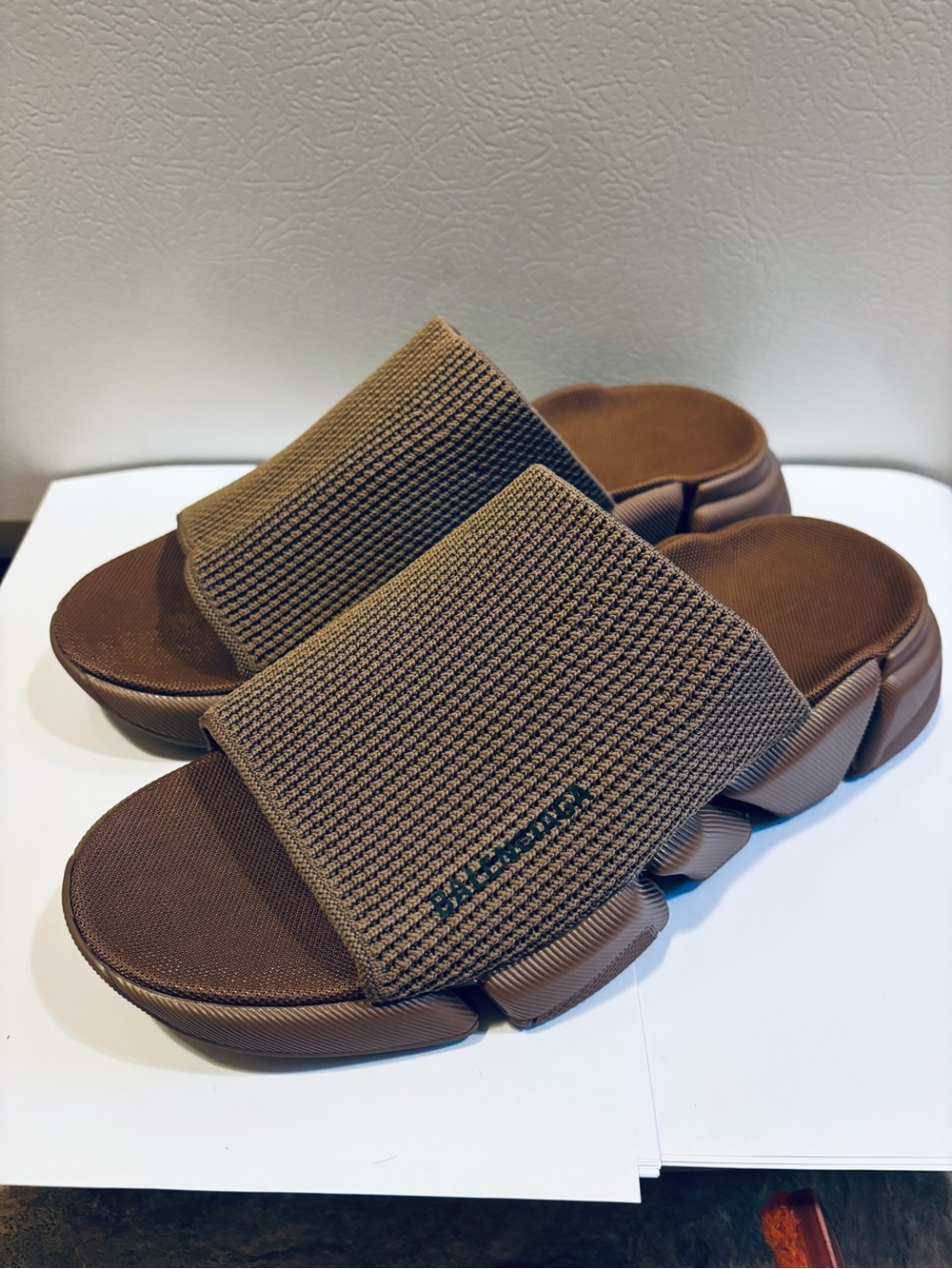 Balenciaga women’s Brown Knit Slides